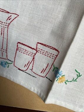 Hand embroidered Kitchen tea towel